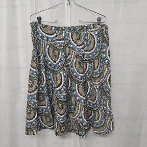 New York & Company Skirt Boho A-line Brown Blue Cotton Hippie Festival 12